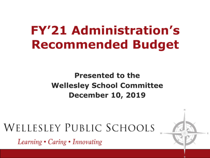 wellesley public schools learning caring innovating fy 2i