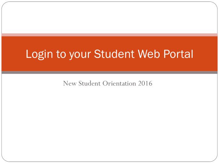login to your student web portal