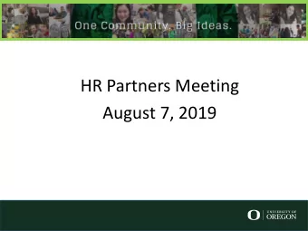 HR Partners Meeting  August 7, 2019  PD Module Training Webinar  OA Position Description Update: