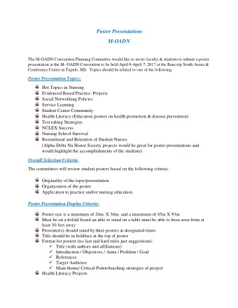 Poster Presentations  M-OADN  The M-OADN Convention Planning Committee would like to invite faculty