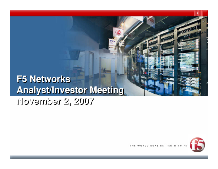 f5 networks f5 networks analyst investor meeting analyst