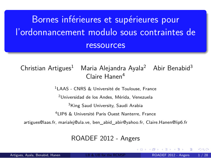 bornes inf rieures et sup rieures pour l ordonnancement