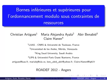 Bornes infrieures et suprieures pour  lordonnancement modulo sous contraintes de  ressources