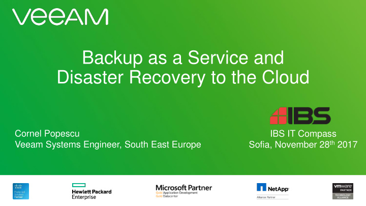 disaster recovery to the cloud