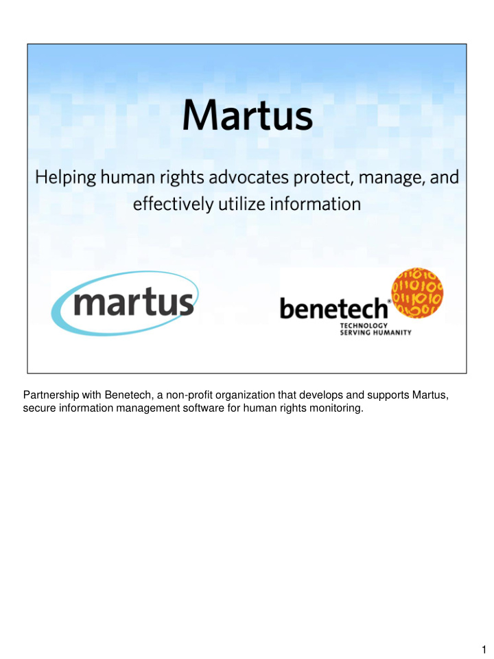 partnership with benetech a non profit organization that
