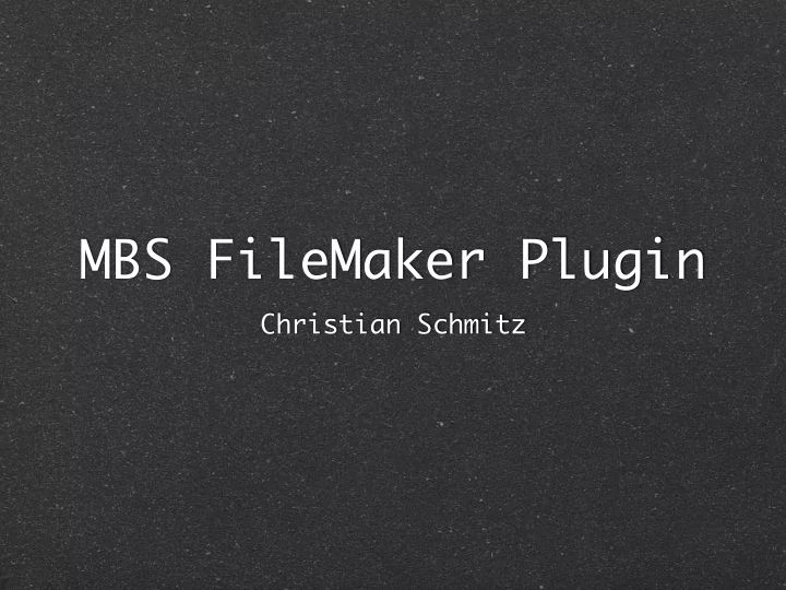 mbs filemaker plugin