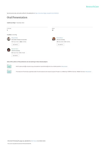 Oral Presentation Conference Paper  November 2018  CITATIONS  READS  0  44 4 authors , including: