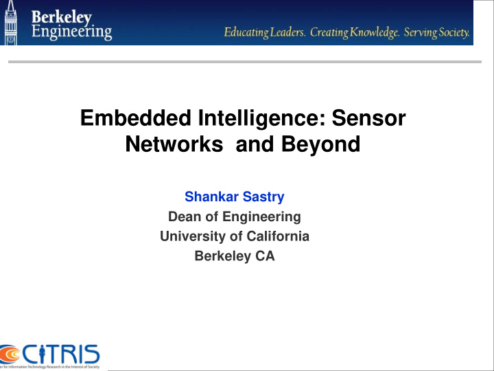 embedded intelligence sensor networks and beyond