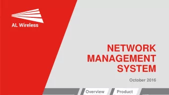 NETWORK  MANAGEMENT  SYSTEM  October 2016  Overview  Overview  Product  Product  NETWORK