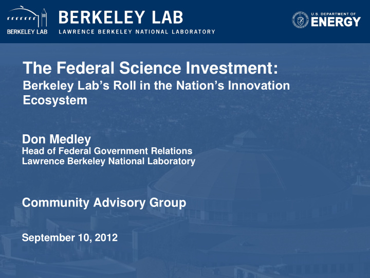 the federal science investment
