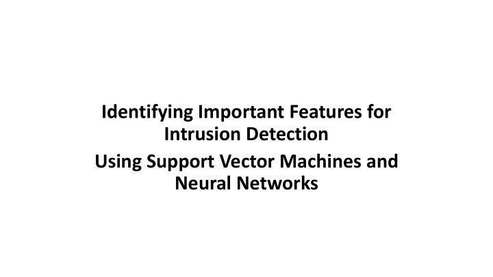 identifying important features for intrusion detection