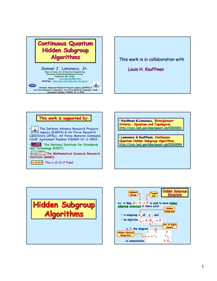 hidden subgroup hidden subgroup