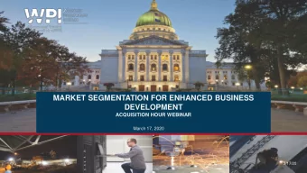 MARKET SEGMENTATION FOR ENHANCED BUSINESS  DEVELOPMENT  ACQUISITION HOUR WEBINAR  March 17, 2020