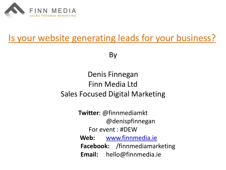 is your website generating leads for your business