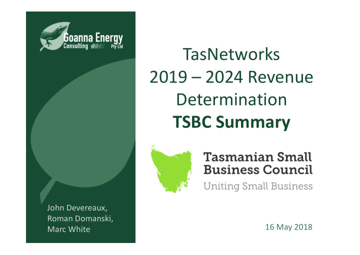 tasnetworks 2019 2024 revenue determination tsbc summary