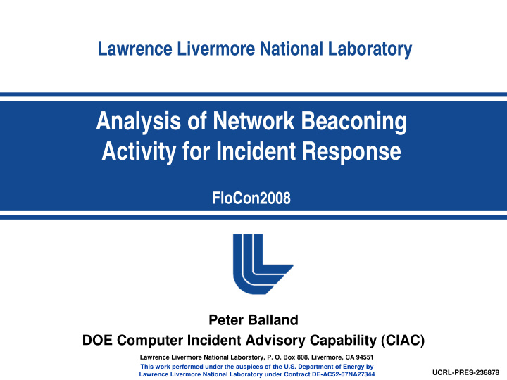 analysis of network beaconing activity for incident
