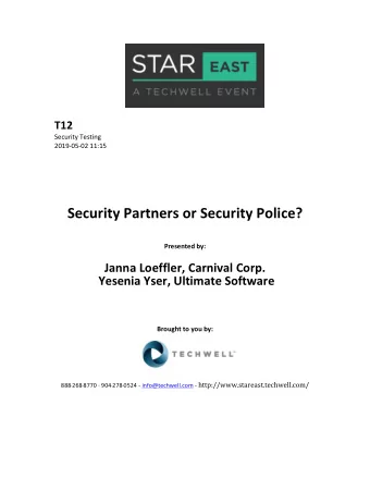 Security  Partners  or  Security  Police?   Presented  by:  Janna  Loeffler
