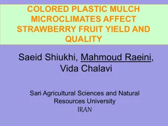 Saeid Shiukhi, Mahmoud Raeini,  Vida Chalavi  Sari Agricultural Sciences and Natural  Resources