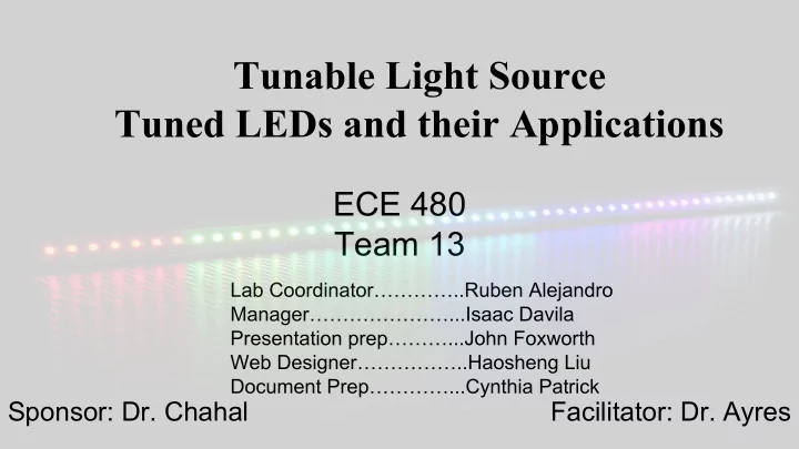 tunable light source tuned leds and their applications