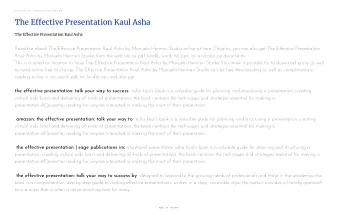 The Effective Presentation Kaul Asha  The Effective Presentation Kaul Asha  Read the ebook The