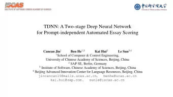 TDNN: A Two-stage Deep Neural Network  for Prompt-independent Automated Essay Scoring  Outline