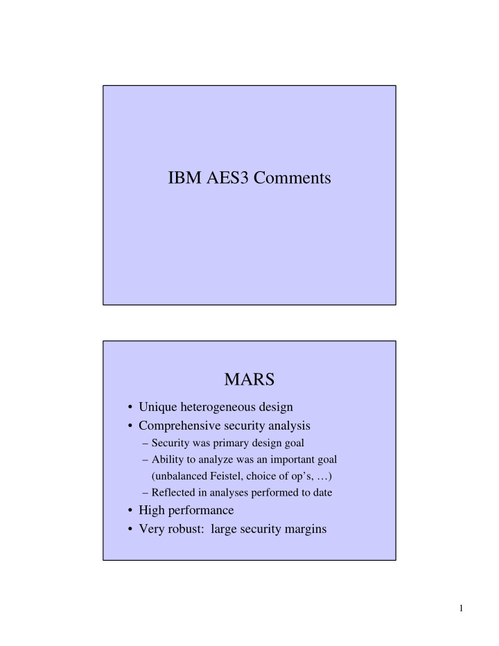 ibm aes3 comments mars