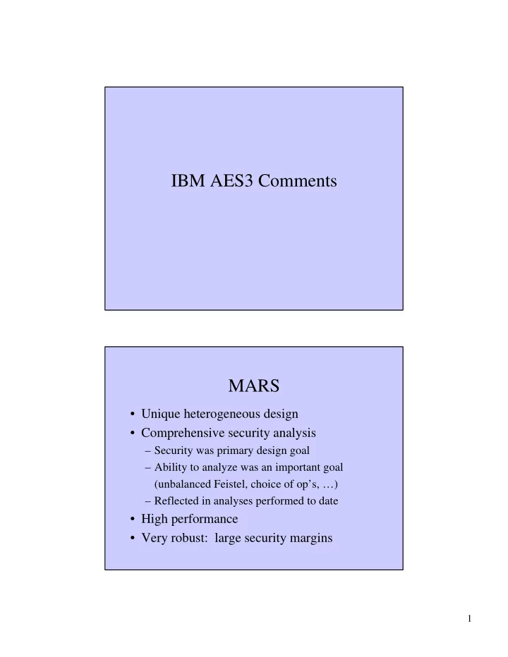 ibm aes3 comments mars