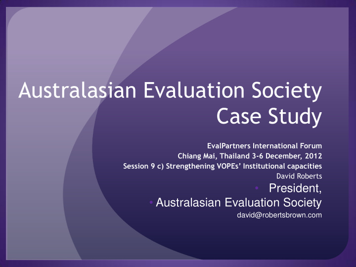 australasian evaluation society