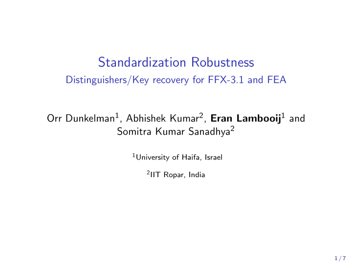 standardization robustness