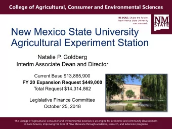 New Mexico State University  Agricultural Experiment Station  Natalie P. Goldberg  Interim