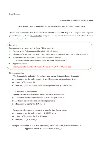 Dear Members,  The Agricultural Economics Society of Japan  A Step-by-Step Guide of Application for
