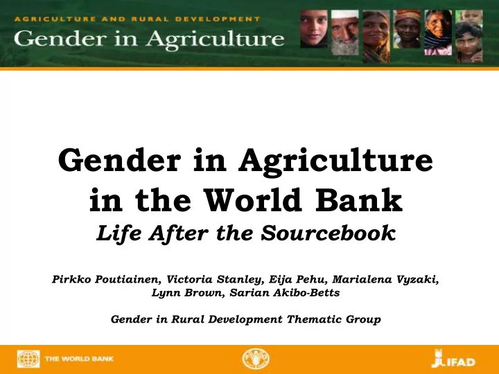 gender in agriculture