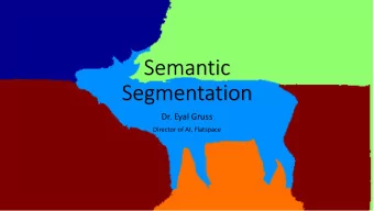 Semantic  Segmentation  Dr. Eyal Gruss  Director of AI, Flatspace  Eyal Gruss  Talpiyot  PhD