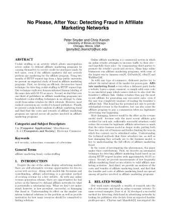 No Please, After You: Detecting Fraud in Affiliate  Marketing Networks  Peter Snyder and Chris