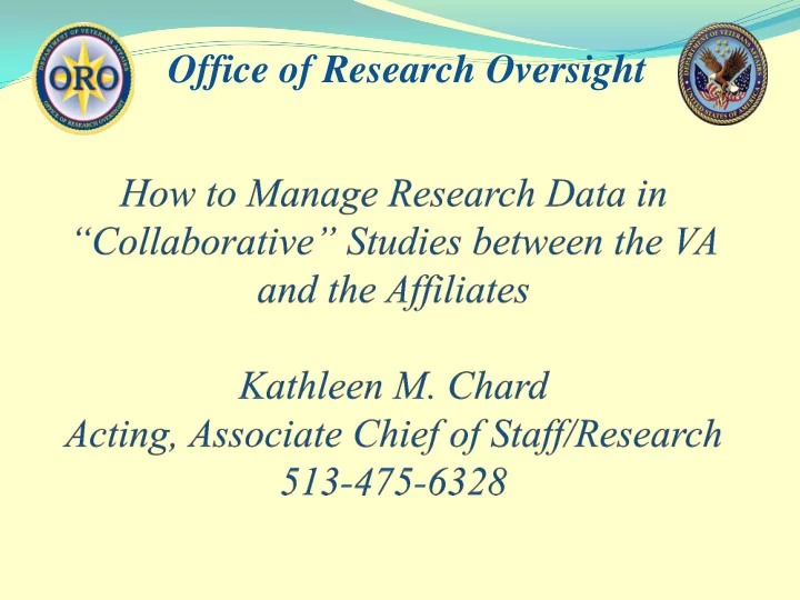 office of research oversight office of research oversight