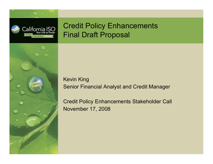 credit policy enhancements final draft proposal
