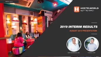 2019  2019 INTERIM RESULTS  AUGUST 2019 PRESENTATION  TJ KELLY, CFO  GARY MORRISON, CEO  1