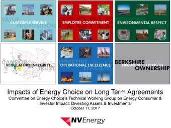 Impacts of Energy Choice on Long Term Agreements  Committee on Energy Choices Technical Working