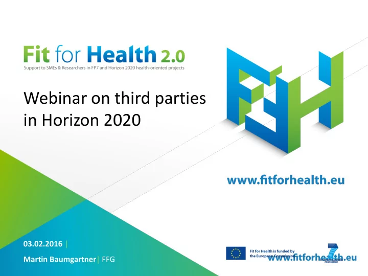 webinar on third parties in horizon 2020