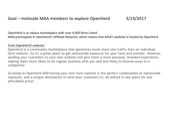 Goal    motivate  MAA  members  to  explore  OpenHerd