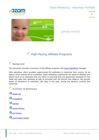 [simply results] High-Paying Affiliate Programs Background  This document provides a summary of the