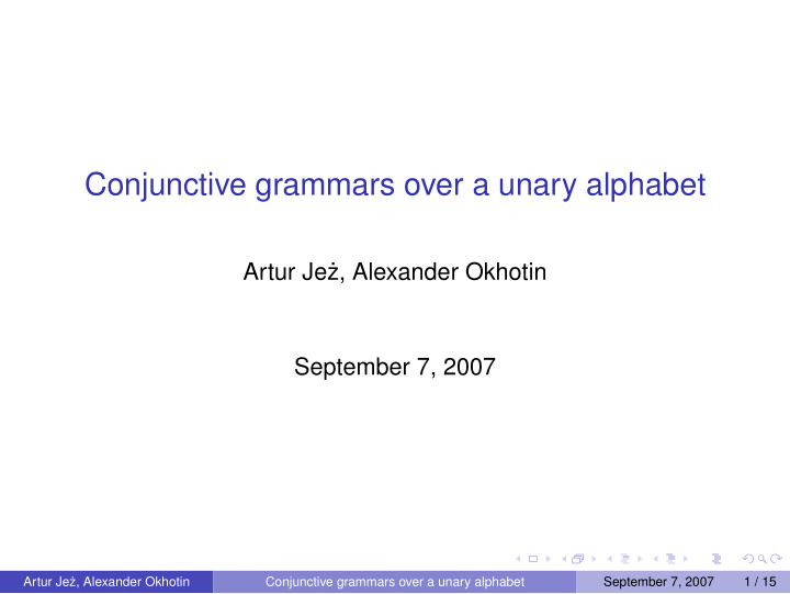 conjunctive grammars over a unary alphabet