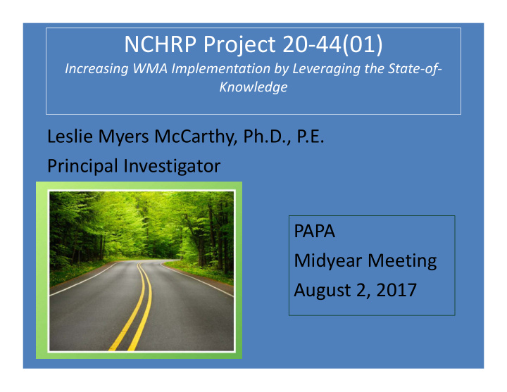 nchrp project 20 44 01