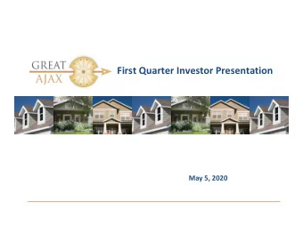 First Quarter Investor Presentation May 5, 2020 Safe Harbor Disclosure  We make forward