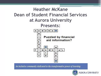 at Aurora University  Presents:  WHY FINANCIAL  LITERACY IS  IMPORTANT  Why College Students Drop
