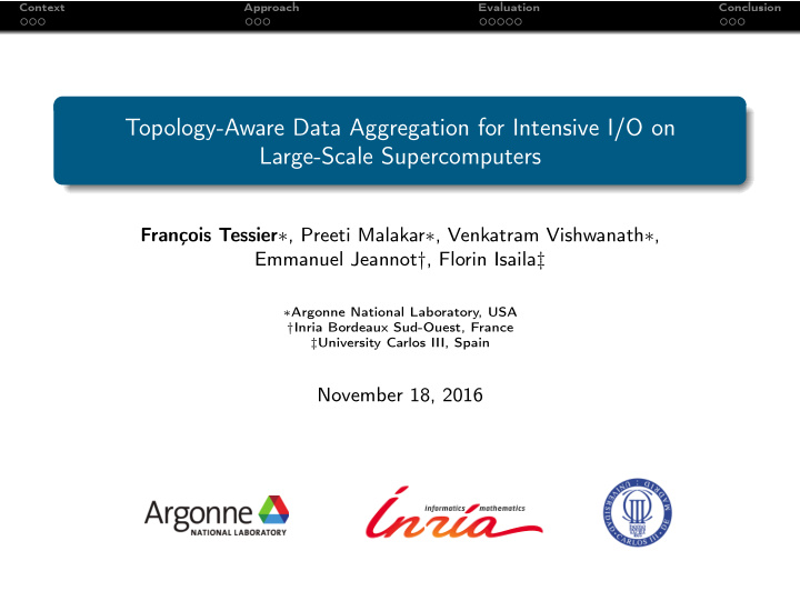 topology aware data aggregation for intensive i o on