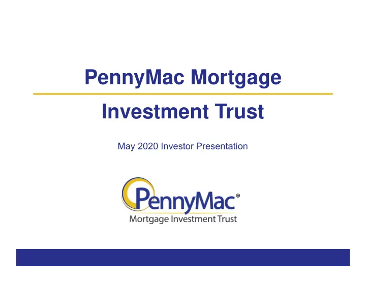 pennymac mortgage investment trust