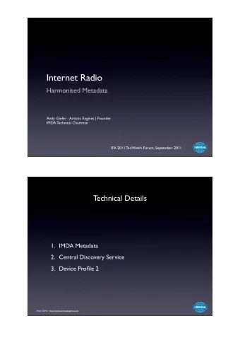 Internet Radio  Harmonised Metadata  Andy Giefer - Artistic Engines | Founder  IMDA Technical