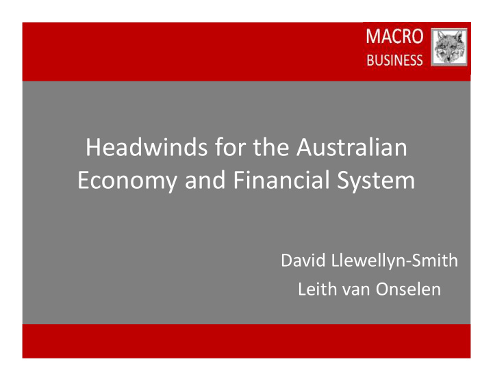 headwinds for the australian economy and financial system