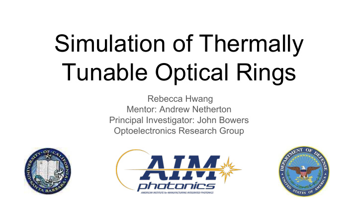simulation of thermally tunable optical rings